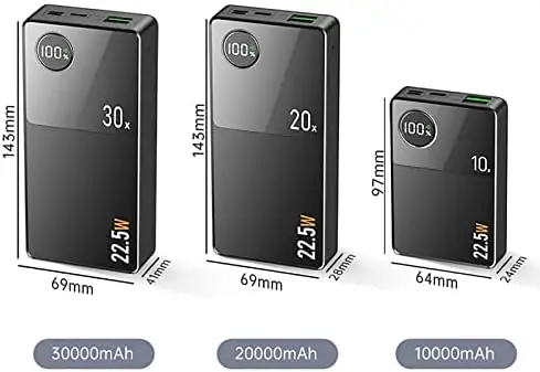 Large Capacity Power Bank Portable Charger External Battery 22.5W Two Way Fast Charge LCD Display Battery Backup with 3 Output 3 Input - Image 7