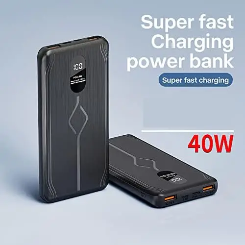 Rayuwen Fast Charge Power Bank PD22.5W Portable 30000mAh Charger Digital Display External Battery Large Capacity Thin Battery Backup with 1 Inputs and 3 Outputs - Image 3