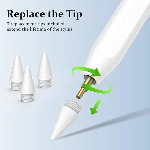Stylus Pen for iPad,Palm Rejection Tilt Sensitivity,13Minutes Fully Charged,MEKO Active Touch Screen Stylus Pens Compatible W/iPad 6/7/8/9/10,iPad Pro12.9&11",iPad Air3/4/5,iPad mini5/6(1Pack+3Nibs) - Image 2