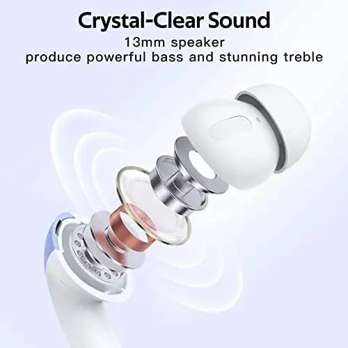 TAGRY Bluetooth Headphones True Wireless Earbuds 60H Playback LED Power Display Earphones with Wireless Charging Case IPX5 Waterproof in-Ear Earbuds with Mic for TV Smart Phone Computer Laptop Sports - Image 6