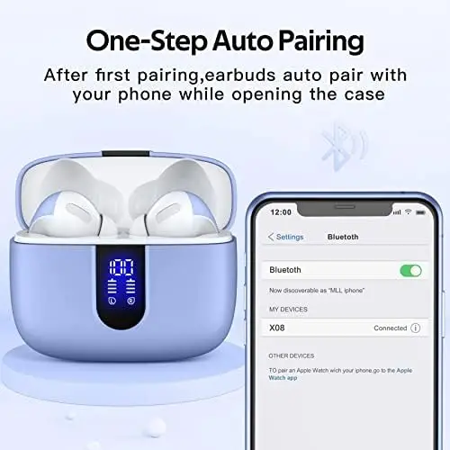 TAGRY Bluetooth Headphones True Wireless Earbuds 60H Playback LED Power Display Earphones with Wireless Charging Case IPX5 Waterproof in-Ear Earbuds with Mic for TV Smart Phone Computer Laptop Sports - Image 5