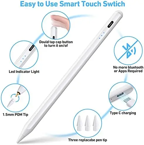 Stylus Pen for ipad, Active Pencil with Quick Charge, Palm Rejection Tilt Sensor, Magnetic Apple Pen Compatible with 2018-2022 iPad Pro 11"/12.9",iPad 10/9/8/7/6,iPad Mini 5/6,iPad Air3/4/5 - Image 6