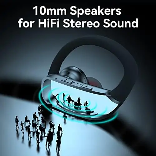 Wireless Earbuds Bluetooth Headphones 48hrs Play Back Sport Earphones with LED Display Over-Ear Buds with Earhooks Built-in Mic Headset for Workout Black BMANI-VEAT00L - Image 5