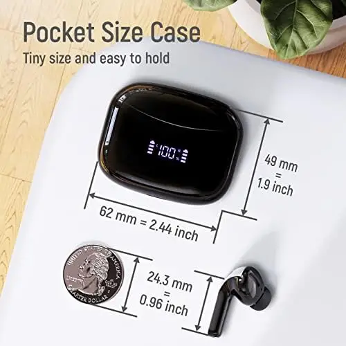Wireless Earbuds Bluetooth Headphones 60H Playtime Ear Buds with LED Power Display Charging Case Earphones in-Ear Earbud with Microphone for Android Cell Phone Gaming Computer Laptop Sport Black - Image 6