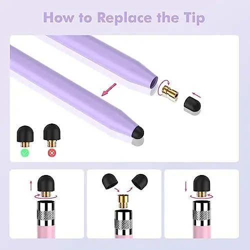 Stylus Pens for Touch Screens - StylusHome 5 Pack Stylus Pens, 2-in-1 High Sensitivity Capacitive Stylus with 10 Extra Tips for iPad iPhone Tablets Samsung Galaxy All Universal Touchscreen Devices - Image 5
