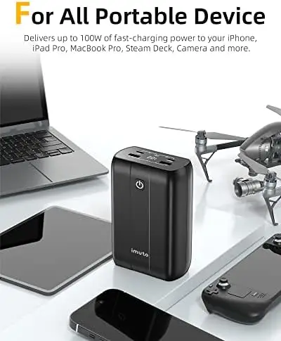 imuto Portable MacBook Pro/Air Charger, 100W Power Bank with 90W USB-C Charger Bundle (1.5 Hrs Recharge), 99wh (26800mah) Portable Laptop Charger for Dell XPS, Lenovo, iPhone 14/13, Samsung, iPad Pro - Image 6