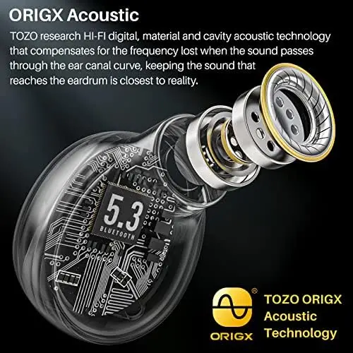 TOZO T6 True Wireless Earbuds Bluetooth 5.3 Headphones Touch Control with Wireless Charging Case IPX8 Waterproof Stereo Earphones in-Ear Built-in Mic Headset Premium Deep Bass Black - Image 5
