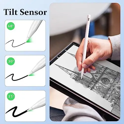 Stylus Pen for iPad,Palm Rejection Tilt Sensitivity,13Minutes Fully Charged,MEKO Active Touch Screen Stylus Pens Compatible W/iPad 6/7/8/9/10,iPad Pro12.9&11",iPad Air3/4/5,iPad mini5/6(1Pack+3Nibs) - Image 6