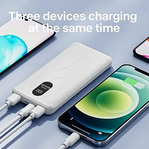 Rayuwen Fast Charge Power Bank PD22.5W Portable 30000mAh Charger Digital Display External Battery Large Capacity Thin Battery Backup with 1 Inputs and 3 Outputs - Image 4