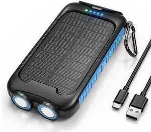Solar Charger Power Bank, Nuynix 38800mAh Portable Phone Charger with 1 Type C & 2 USB Ports Built-in Dual LED Flashlight, 15W Fast Charging Waterproof Solar Panel Charger for iPhone, iPad, Samsung