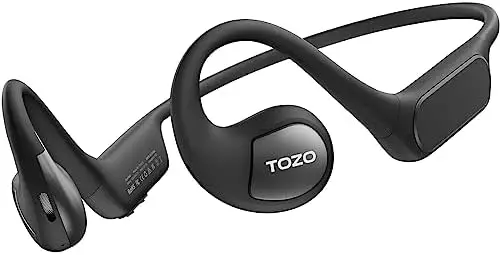 TOZO OpenReal Open Ear Headphones Bluetooth 5.3 Air Conduction Wireless Headphones Sport Earbuds with Premium Sound, Dual-Mic Call Noise Reduction Earphones with Hair Band for Running Cycling Hiking