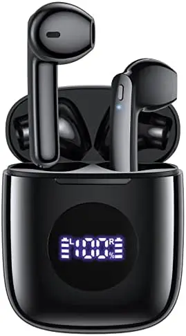 Wireless Earbuds, V5.3 Bluetooth Headphones 50Hrs Battery Life with Wireless Charging Case & LED Power Display Deep Bass Ear buds Waterproof Earphones Microphone Stereo Headset for TV Phone Laptop